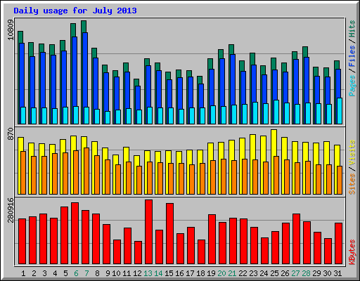 Daily usage for July 2013