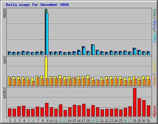 Daily usage for December 2020