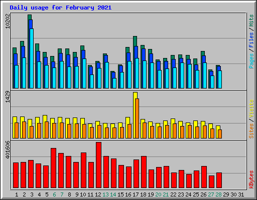 Daily usage for February 2021