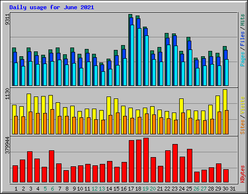 Daily usage for June 2021